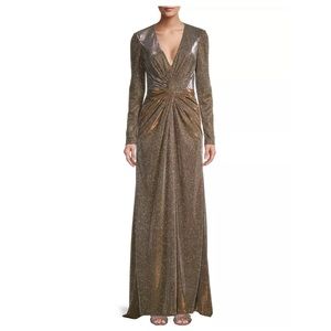 Mac Duggal Metallic Long Sleeve Gown